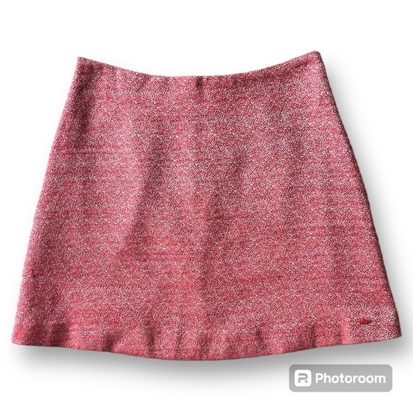 Cop.Copine Publier A-Line Red Pink Mini Skirt Linen Blend Tweed Sz 38 (M) - Picture 1 of 17